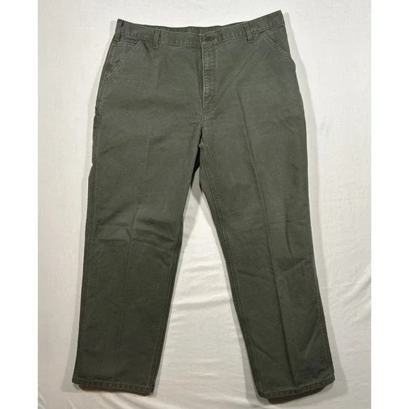 Carhartt Work Pants B11 MOS 42x32 Green Utility Carpenter Dungaree Fit Men's - Picture 2 of 12